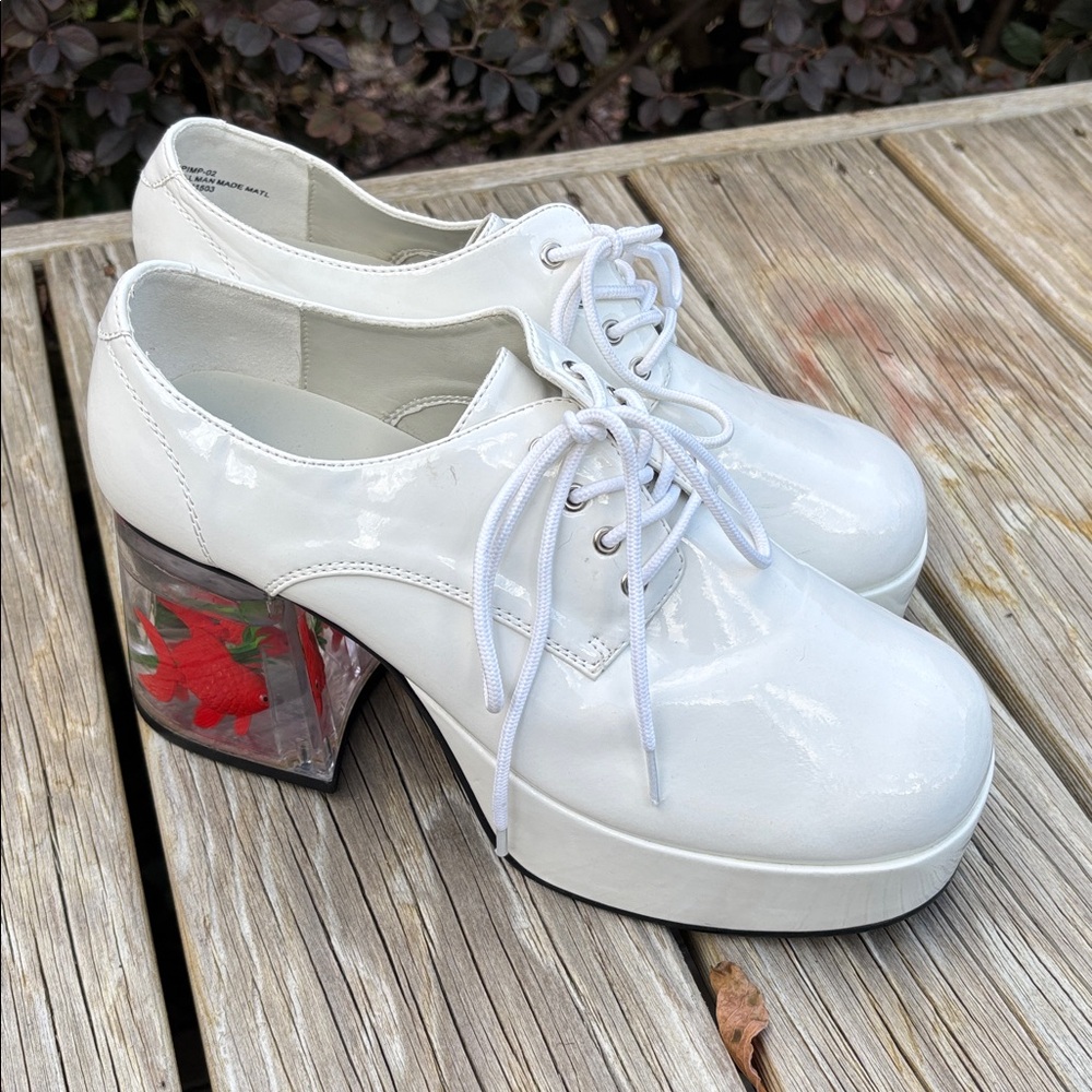 Funtasma White Heels with Goldfish Accent
